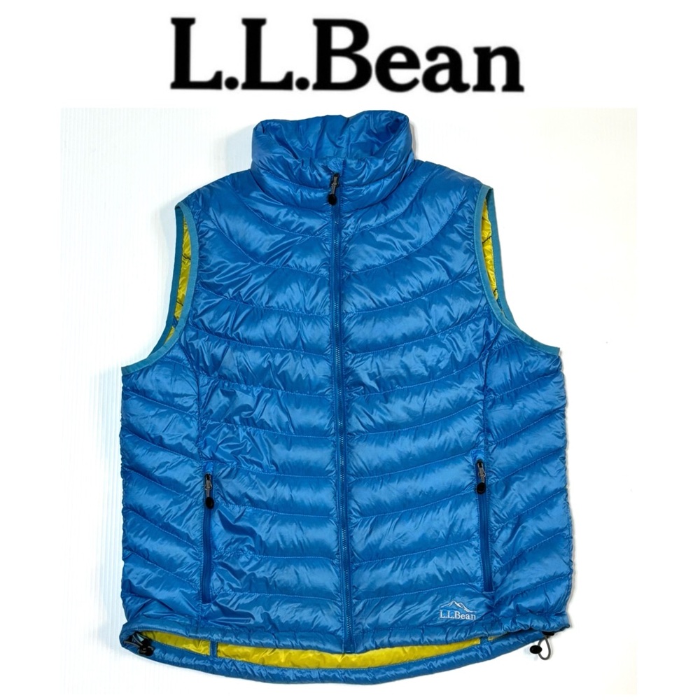 L.L. Bean Blue Puffer Vest with Yellow Lining